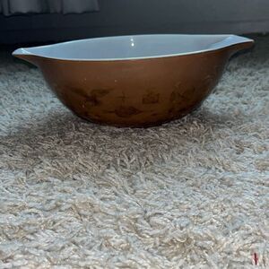 Pyrex Early Americana Cinderella 4 Qt Casserole Mixing Bowl Brown Americana 444